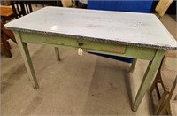 One Drawer Enameled Top Wood Base Table