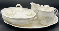 Vintage Floral Bone China Lidded Serving Bowl,