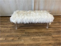 Faux Fur Bench with Acrylic Legs