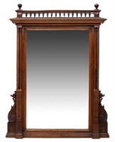 ITALIAN CARVED ARCHITECTURAL OVER MANTEL MIRROR