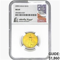2000 $10 1/4oz. Gold Eagle NGC MS69 Signed Frost