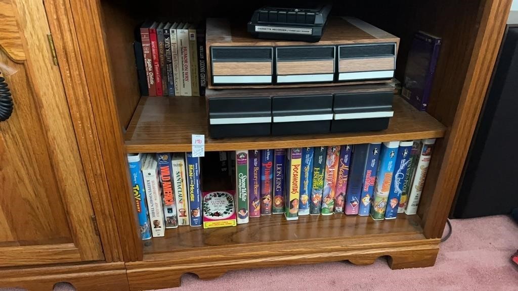Cassette Box Holder, Cassette Recorder, and VHS