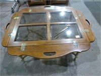 Glass Top Coffee Table with Folding Extensions