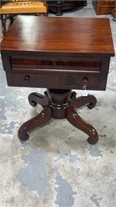 Early Mahogany Empire Two Drawer Sewing Table