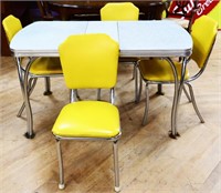 1950's 5 pc dinette set w/ yellow chairs, see pics