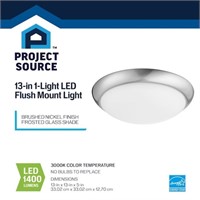 Project Source 1-light 13-in Brushed Nickel Flush