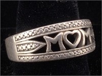 Sterling Silver MOM Ring sz 7.25