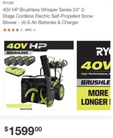 Ryobi 40V 24" Electric Self Propelled Snowblower