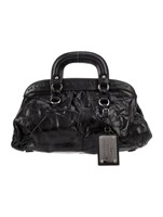 Dolce & Gabbana Black Lthr Jacquard Top Handle Bag
