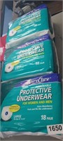 (3) PACKS PROTECTIVE UNDERWEAR SIZE LARGE
