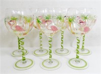 Flamingo & Palm Tree Wine Glasses (7)