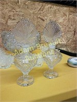 Two vintage ornate 10 inch glass cruets
