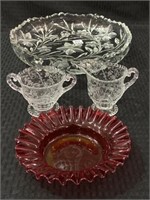 Lot of 4 Glassware Pieces Including Lg.