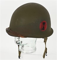 WWII US ARMY 7TH DIVISION PAINTED M1 HELMET WW2