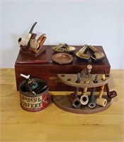 Pipe Collection with Cigar Box and Lots More