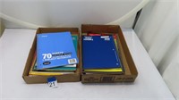 school notebooks, some partially used