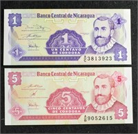 BANK OF NICARAGUA BANK NOTES BILLS 1 5 CENTAVOS