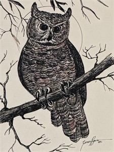 Artwork pen& ink owl - cruise pagan