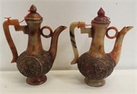 Pair of antique Chinese wine pitchers