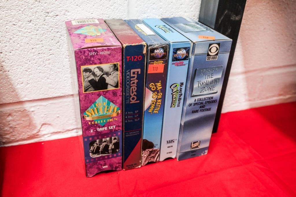 (5) VHS Tapes- The Stooges, The Twilight Zone, On