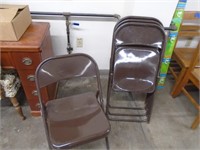 TWO CARD TABLES & 4 METAL FOLDING CHAIRS