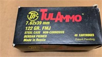 7.62x39 mm Tulammo 40 cartridges
