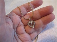 925 Gold Washed Heart Pendant & Chain Necklace