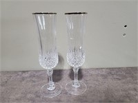 Pair crystal/gold flutes