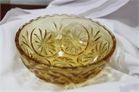 An Amber Pressed Glass Bowl