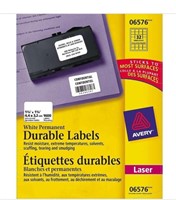 Avery White Laser Durable I.D. Labels, 1-3/4" X