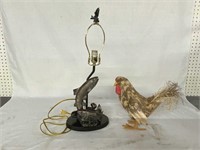 TROUT LAMP AND CHICKEN DECOR