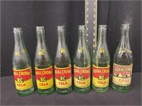 (6) Vintage Royal Crown Cola Bottles