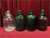4 Vintage 1 Gallon Glass Jugs