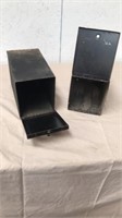 Two old file boxes metal 5 1/2 x 6 x 6 1/2 used