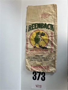 Shelbyville Riverside Mill Greenback Flour Sack