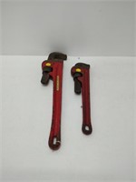 2 different size pipe wrenches