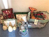 Christmas pillow, gift bags, Dept 56 House,etc