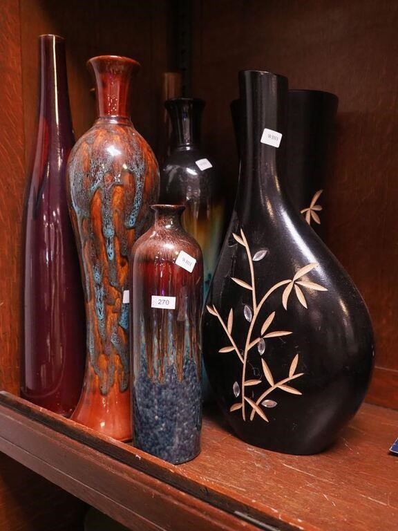 Eight contemporary home decor vases from