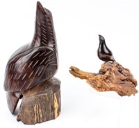 Art Vintage Ironwood Bird Sculptures