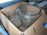 very large candy jar with top, fish bowl type jar