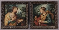 Pr. 17th C. oil on board portraits depicting