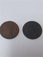 Large One Cent Coins - One Marked 1842