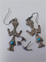 Silver? Tribal Earrings and Dolphin Earrings-9.0g
