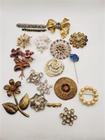 (N) vtg Costume Jeweley - Stick Pin and Brooches