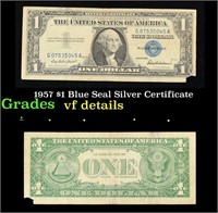 1957 $1 Blue Seal Silver Certificate Grades vf det