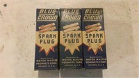 (3) Vintage New Old Stock Blue Crown Spark Plugs