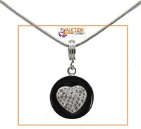 (2) Stainless White Gem Heart Pendant with 18"