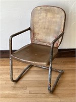 Vintage Metal Motel Chair - Gold & Red