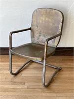 Vintage Metal Motel Chair Gold & Green