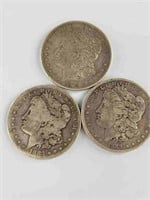 3 Morgan silver dollars: 1879, 1889, 1883S  (T 35)